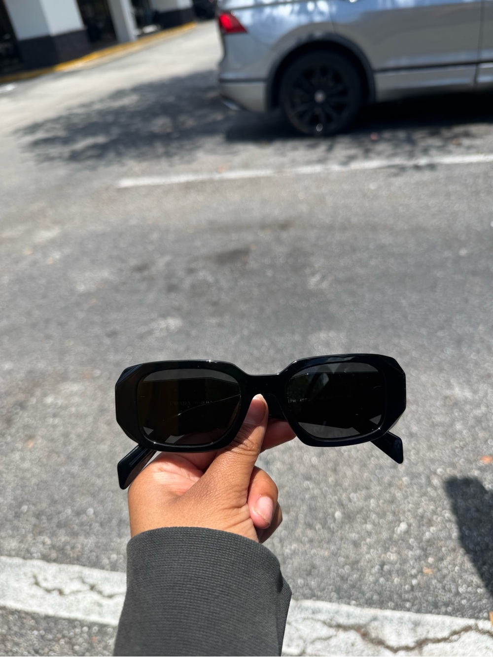 Prada Black Geometric Rectangular Women’s Sunglasses